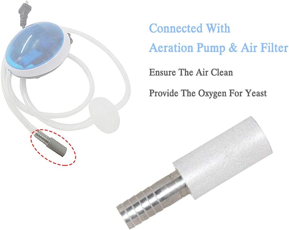Aeration Stone 0.5 Micron 316 Stainless Steel Oxygenation Diffusion Stone 3/8" Barb for Home brewing Wine V1258-DP02-B-505