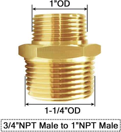 3/4" NPT Male x 1" NPT Male Brass Pipe Fitting Adapter V1258-DP02-B-506