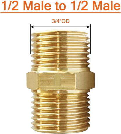 Brass Check Valve 1/2" Male to 1/2" Male Thread One Way Non Return Backflow Preventer Check Valves (Pack of 2) V1258-DP02-B-516