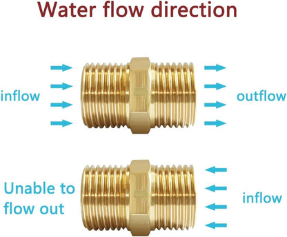 Brass Check Valve 1/2" Male to 1/2" Male Thread One Way Non Return Backflow Preventer Check Valves (Pack of 2) V1258-DP02-B-516