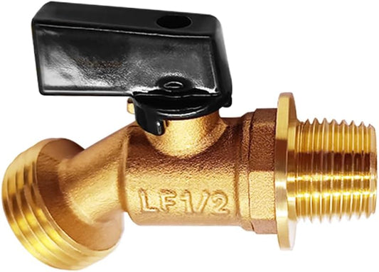 Brass Outdoor Spigot Hose Bibb Valve 1/2" Male NPT Inlet x 3/4" Male GHT Threaded Garden Hose Outlet Connector V1258-DP02-B-522