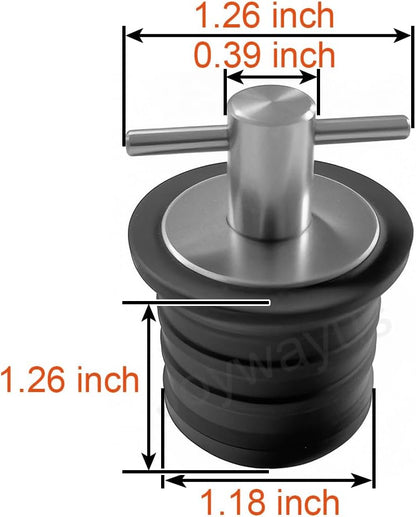 Rubber Drain Plug T Handle Twist Plugs for Boat Drains V1258-DP02-B-529