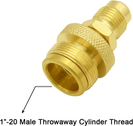 1LB Propane Disposal Adapter Fitting 1"-20 Male Throwaway Cylinder Thread to 3/8" Flare Male, Portable V1258-DP02-B-530