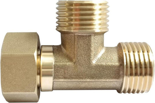 Brass G1/2" 3 Way Diverter, Tee Shape Hose Pipr Fitting Adapter Connector, for Angle Valve Hose, Bath Shower V1258-DP02-B-532