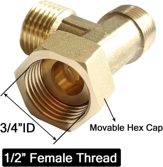 Brass G1/2" 3 Way Diverter, Tee Shape Hose Pipr Fitting Adapter Connector, for Angle Valve Hose, Bath Shower V1258-DP02-B-532