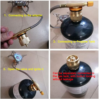 2PCS Portable Camping Stove Adapter 1LB Propane Small Tank Input and EN417 Lindal Valve Output Outdoor V1258-DP02-B-536