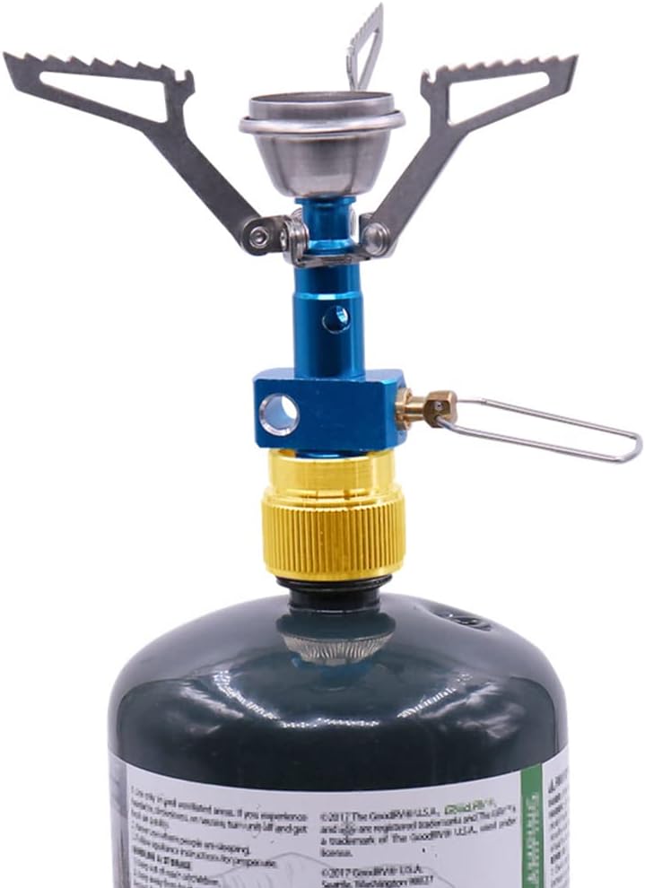 2PCS Portable Camping Stove Adapter 1LB Propane Small Tank Input and EN417 Lindal Valve Output Outdoor V1258-DP02-B-536