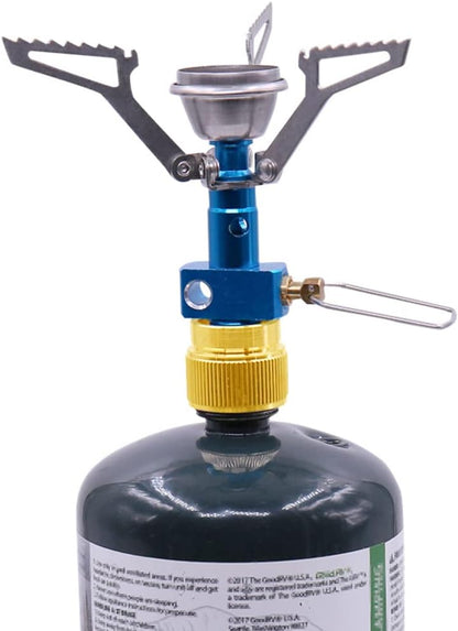 2PCS Portable Camping Stove Adapter 1LB Propane Small Tank Input and EN417 Lindal Valve Output Outdoor V1258-DP02-B-536