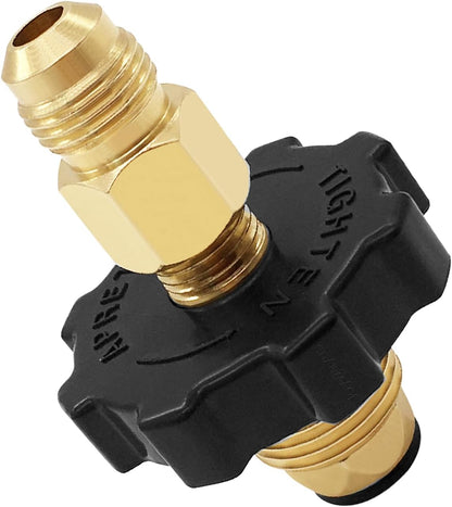 Brass Soft Nose POL Propane Gas LP Tank Adapter with 1/4" NPT Male Fitting and 3/8" Flare Male Adapter Full V1258-DP02-B-538
