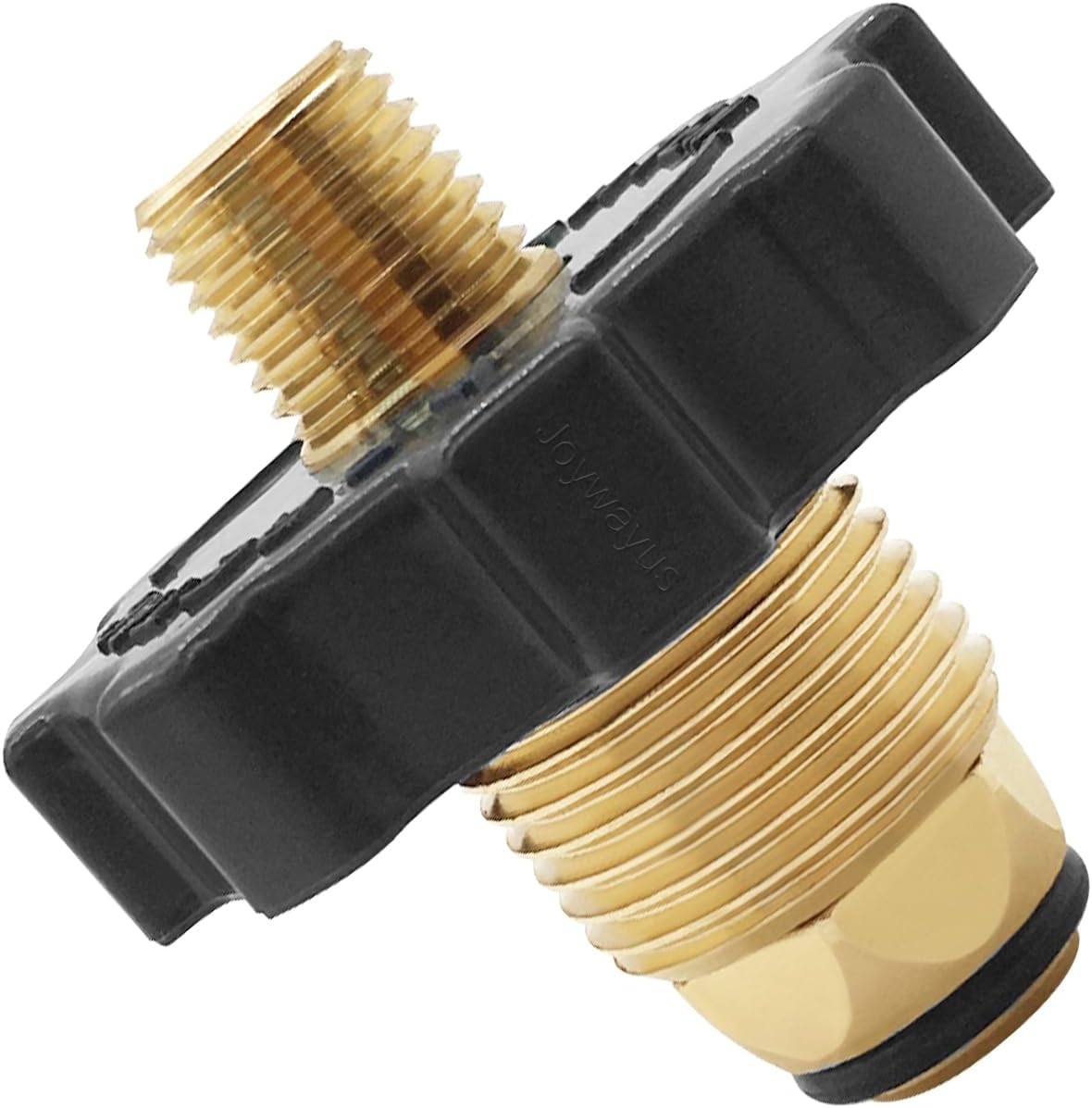 Brass Soft Nose POL Propane Gas LP Tank Adapter with 1/4" NPT Male Fitting and 3/8" Flare Male Adapter Full V1258-DP02-B-538
