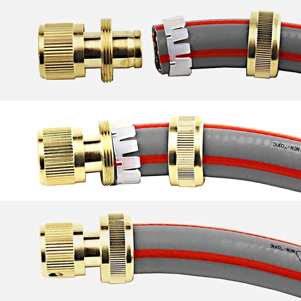 1/2" ID Hose Solid Brass Fitting Closed Flow Garden Tools Quick Repair Damaged Leaky Adapter Garden Water V1258-DP02-B-539