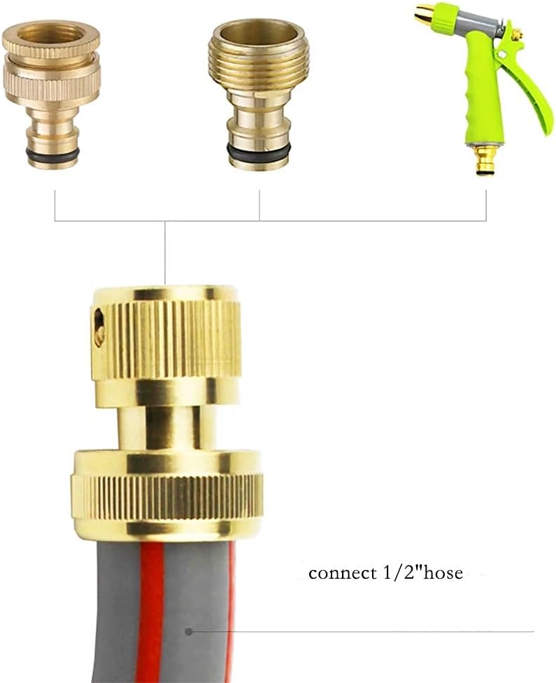 1/2" ID Hose Solid Brass Fitting Closed Flow Garden Tools Quick Repair Damaged Leaky Adapter Garden Water V1258-DP02-B-539