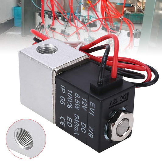 1/8" 12V DC 2 Way Pneumatic Aluminum Electric Solenoid Valve 2V025-08 Normally Closed Fast Response for Air V1258-DP02-B-543