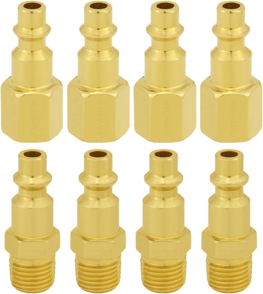8PCS Brass 1/4 Inch NPT Female and Male Industrial Air Hose Quick Connect Air Plug Fittings V1258-DP02-B-548