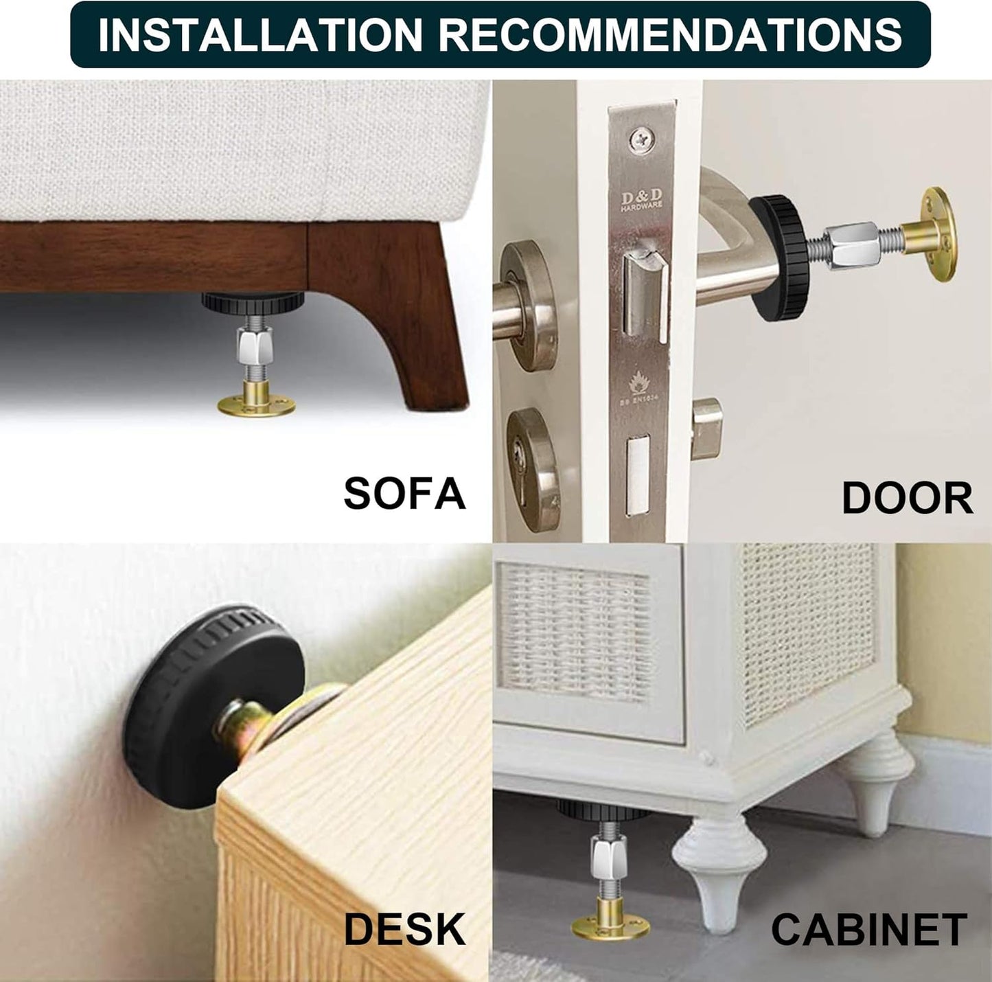 Headboard Stoppers for Wall, Adjustable Iron Bed Frame Anti-Shake Tool, Easy Install, Wall V1258-DP02-B-55