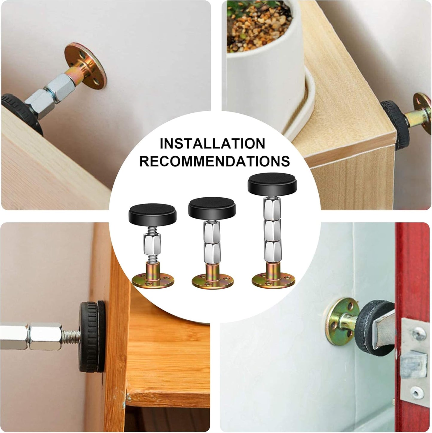 Headboard Stoppers for Wall, Adjustable Iron Bed Frame Anti-Shake Tool, Easy Install, Wall V1258-DP02-B-55
