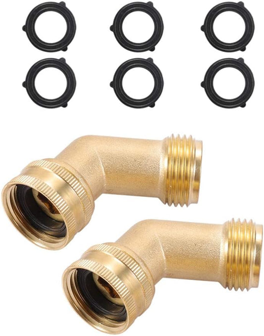 Brass Garden Hose Elbow Connector 45 Degree Hose Elbow Fitting Quick Swivel Connect 3/4" Garden Hose Thread V1258-DP02-B-550
