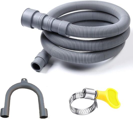 6 Feet Universal Washing Machine Drain Hose Flexible Dishwasher Drain Hose Extension Kits Corrugated Washer V1258-DP02-B-56