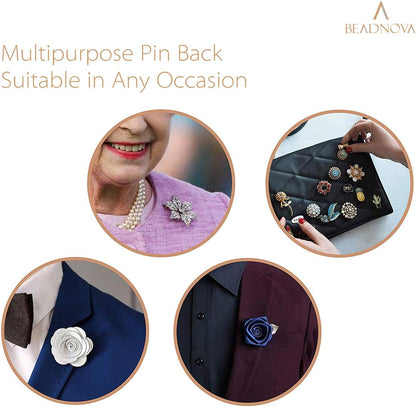 50 Pairs Pin Backings Tie Tacks Blank Pins with Rubber Backings Pinbacks for Crafts (Silver Black, 50 Sets) V1258-DP02-B-564