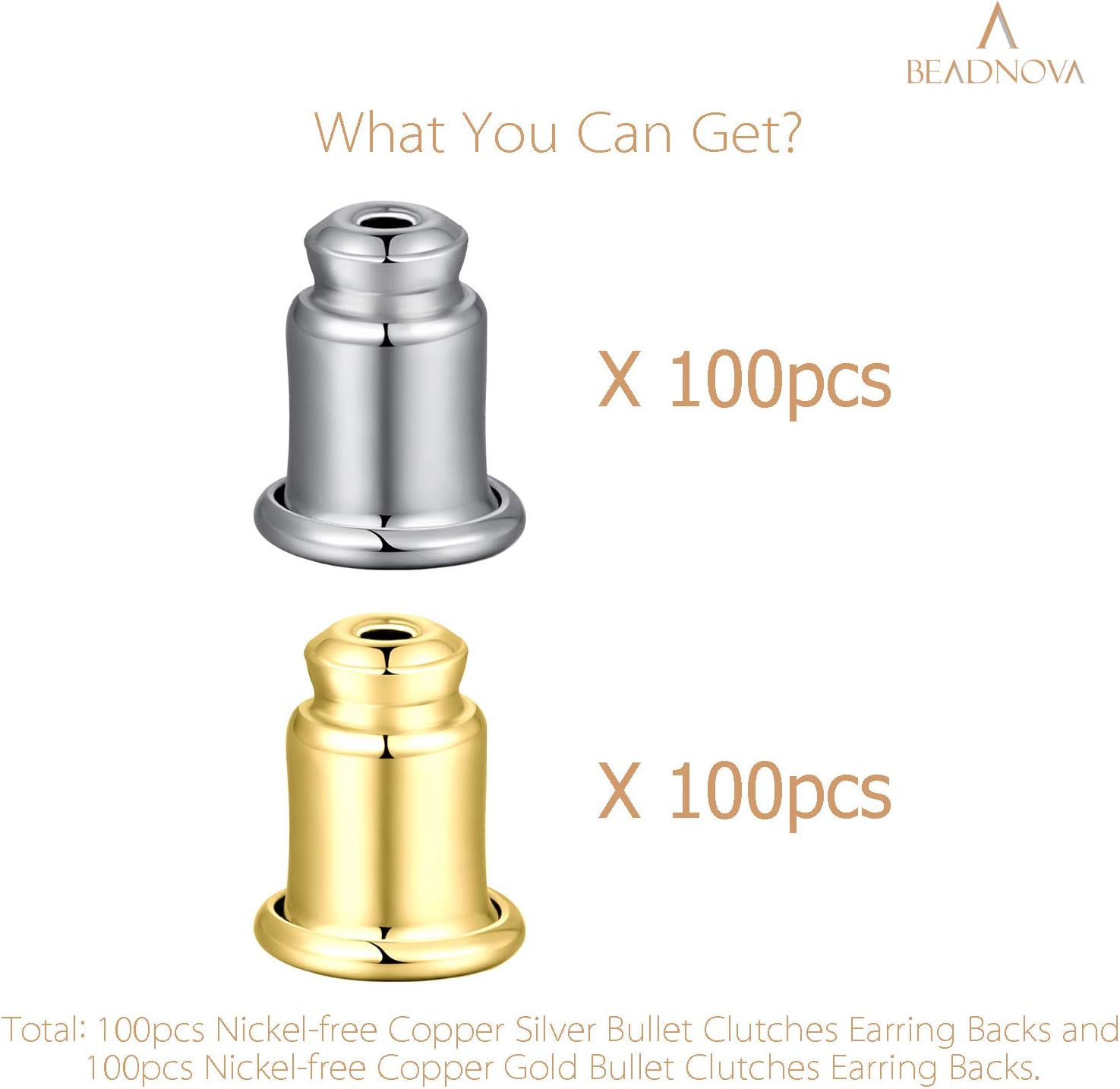 Safety Backs for Earrings Secure Earring Backs Replacements Hypoallergenic Pierced Ear Stud Stoppers for V1258-DP02-B-566