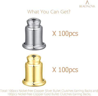 Safety Backs for Earrings Secure Earring Backs Replacements Hypoallergenic Pierced Ear Stud Stoppers for V1258-DP02-B-566