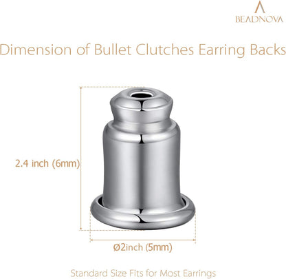 Safety Backs for Earrings Secure Earring Backs Replacements Hypoallergenic Pierced Ear Stud Stoppers for V1258-DP02-B-566