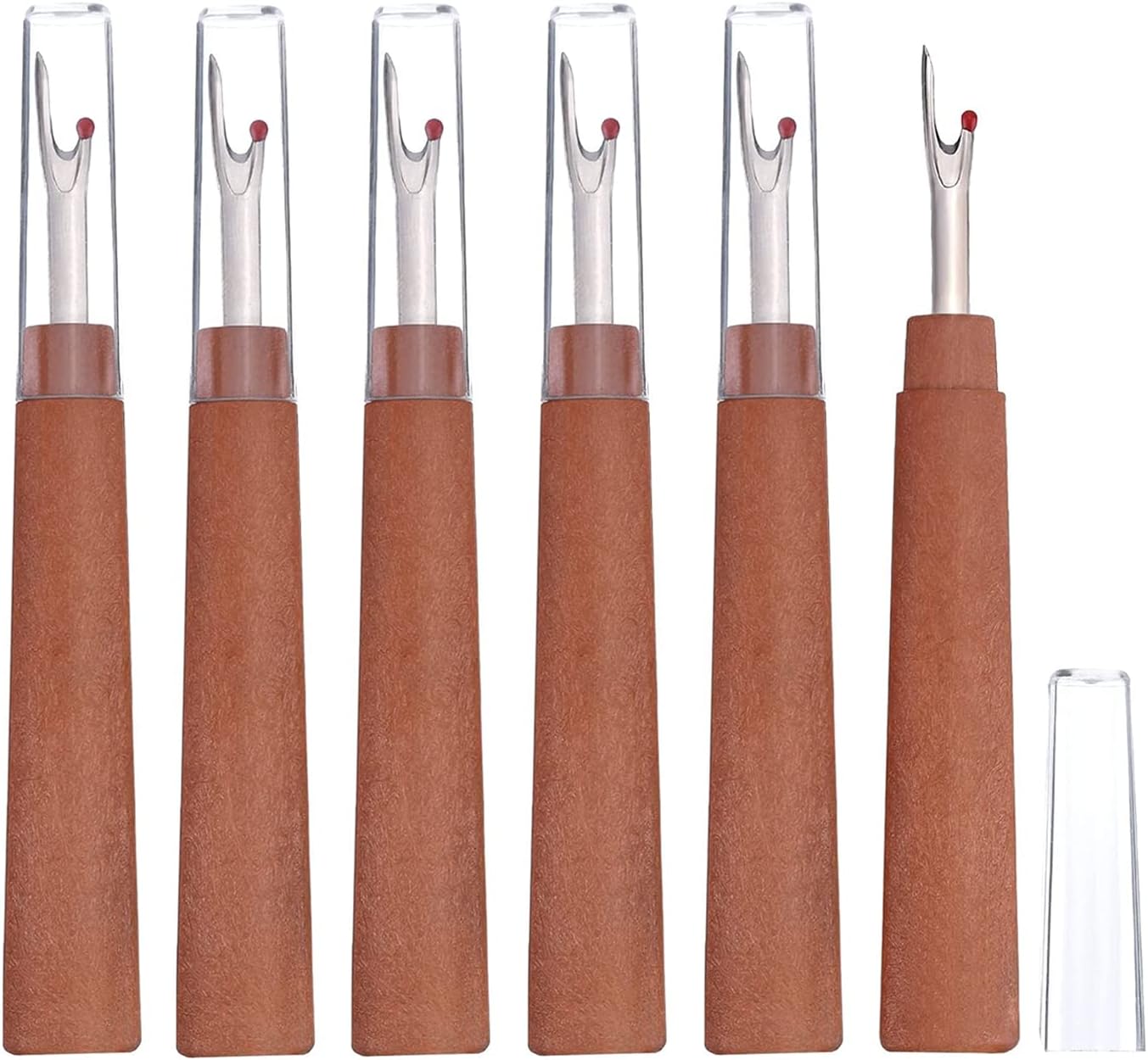 Seam Ripper 6pcs Wooden Style Plastic Thread Cutter Stitch Remover Large Thread Remover Stitch Eraser Tag V1258-DP02-B-567