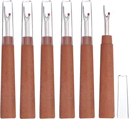 Seam Ripper 6pcs Wooden Style Plastic Thread Cutter Stitch Remover Large Thread Remover Stitch Eraser Tag V1258-DP02-B-567