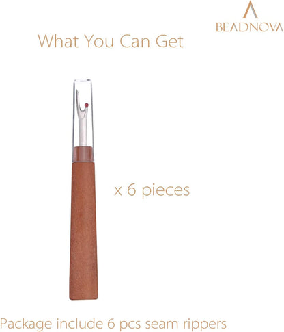 Seam Ripper 6pcs Wooden Style Plastic Thread Cutter Stitch Remover Large Thread Remover Stitch Eraser Tag V1258-DP02-B-567