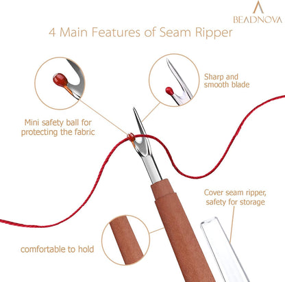 Seam Ripper 6pcs Wooden Style Plastic Thread Cutter Stitch Remover Large Thread Remover Stitch Eraser Tag V1258-DP02-B-567
