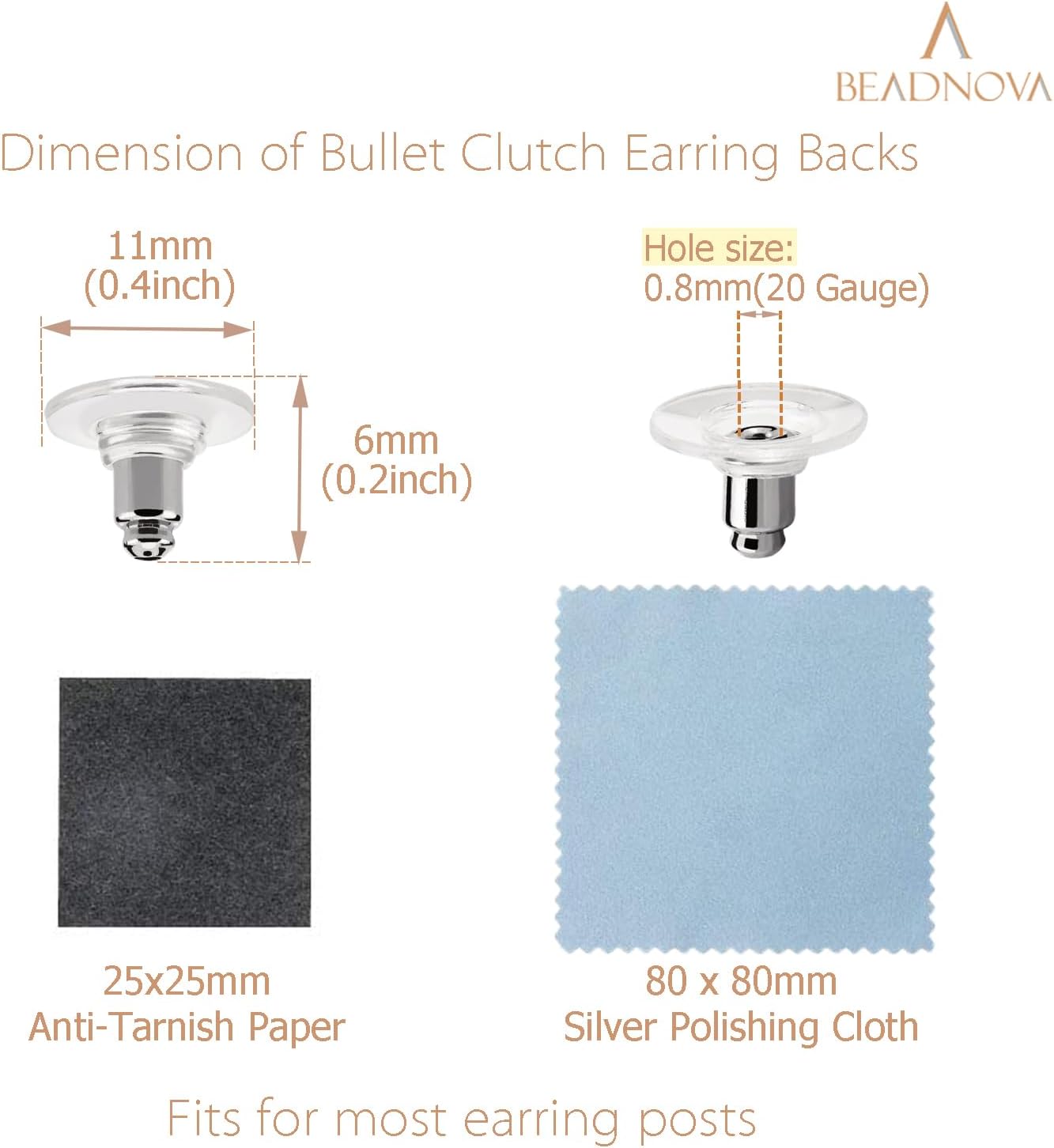 Earring Backs 240pcs Replacements Silver Plated Pierced Hypoallergenic Earring Backs Stoppers Safety Bullet V1258-DP02-B-568