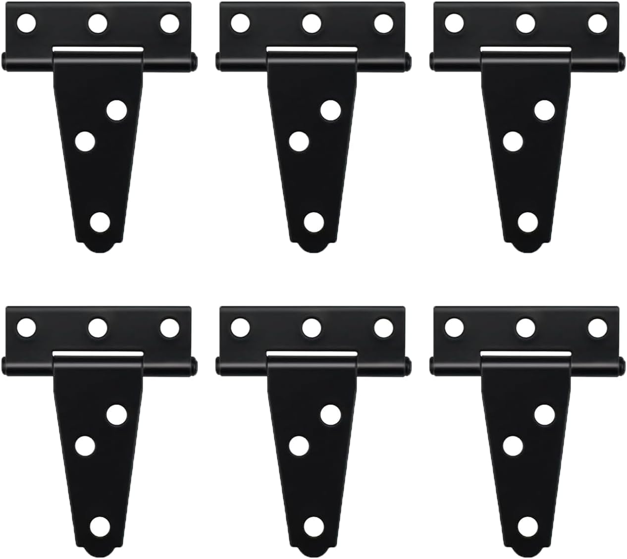 Heavy Duty T Hinge, 6 pcs, 2 Inch, Black, Powder Coated Metal Alloy V1258-DP02-B-57
