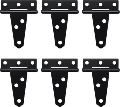Heavy Duty T Hinge, 6 pcs, 2 Inch, Black, Powder Coated Metal Alloy V1258-DP02-B-57