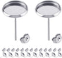 60pcs Blank Earring Studs 12mm Stainless Steel Cabochon Setting Post With Backs for Resin DIY Earstud Making V1258-DP02-B-575