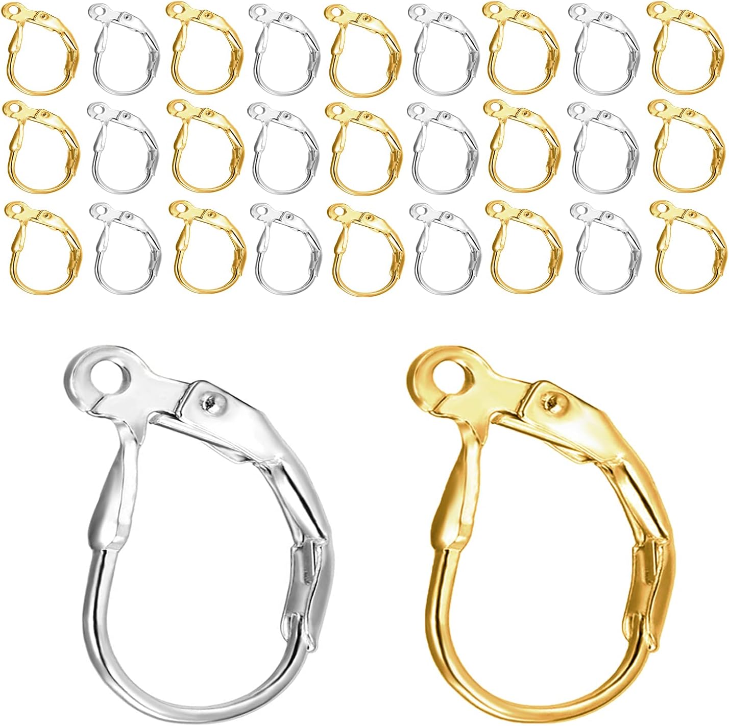 Leverback Earring Hooks 80pcs French Ear Wire Lever Back Earwire for Jewelry Making Crafting (Gold and Silver) V1258-DP02-B-582