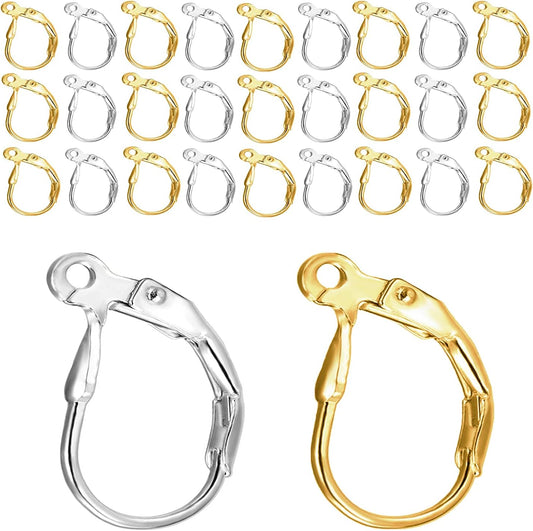 Leverback Earring Hooks 80pcs French Ear Wire Lever Back Earwire for Jewelry Making Crafting (Gold and Silver) V1258-DP02-B-582