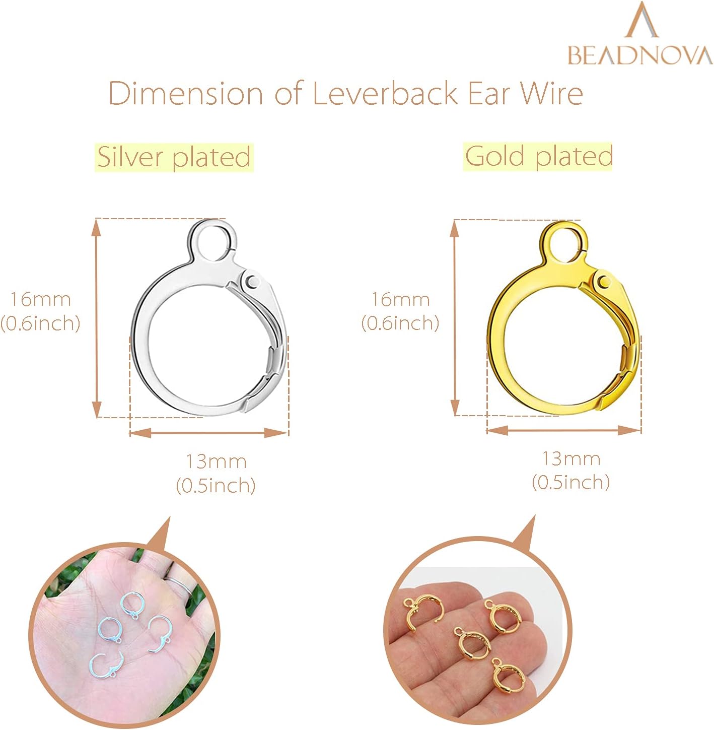 Leverback Earring Hooks 80pcs French Ear Wire Lever Back Earwire for Jewelry Making Crafting (Gold and Silver) V1258-DP02-B-588