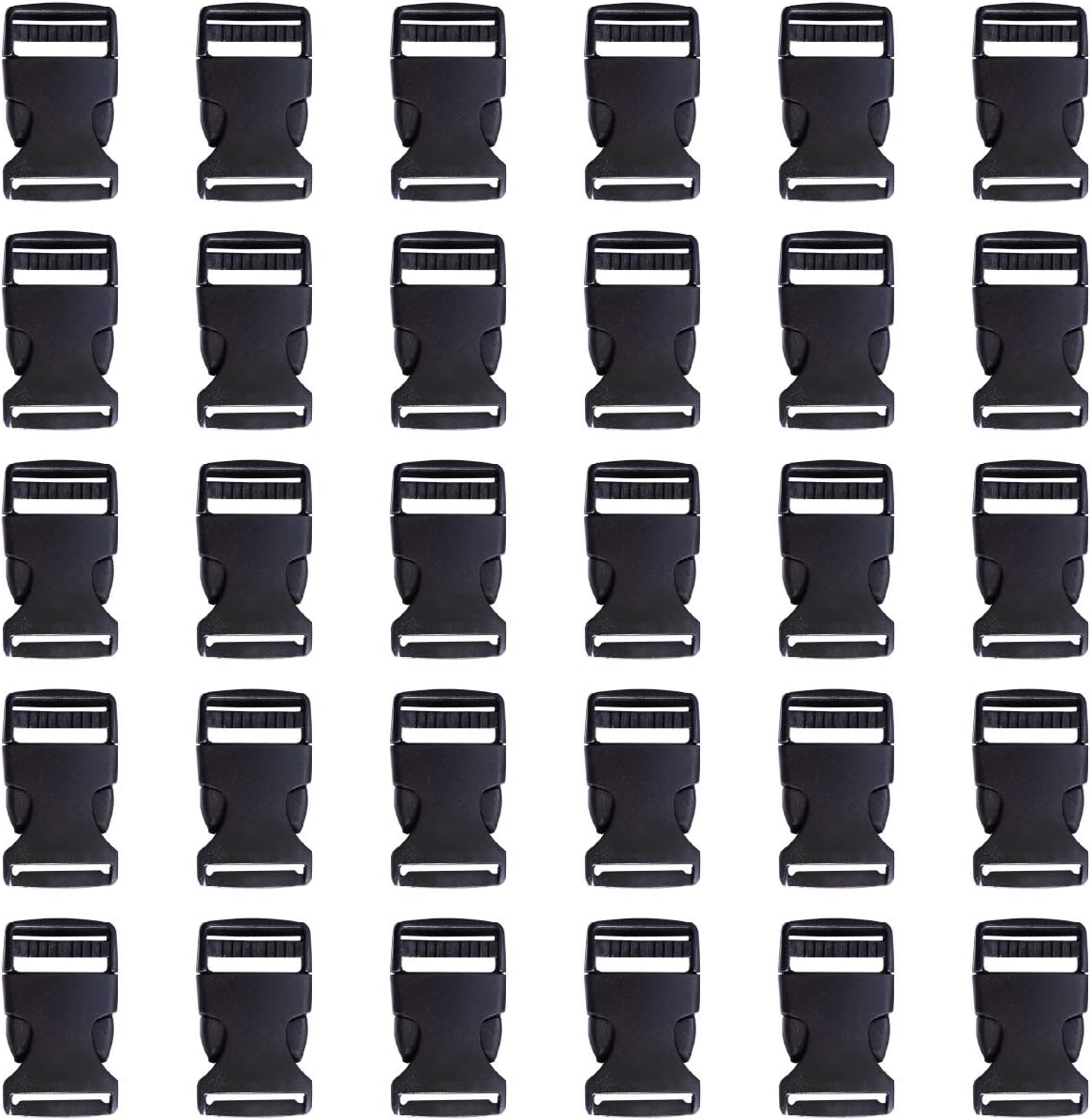 Side Release Buckle 1 Inch Plastic Buckles Clip Adjustable Release for Paracord Webbing Belt (Black, 1 Inch, V1258-DP02-B-590