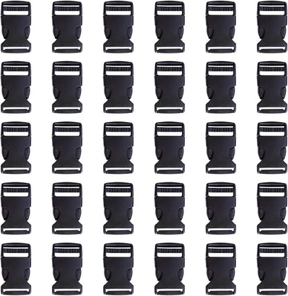 Side Release Buckle 1 Inch Plastic Buckles Clip Adjustable Release for Paracord Webbing Belt (Black, 1 Inch, V1258-DP02-B-590