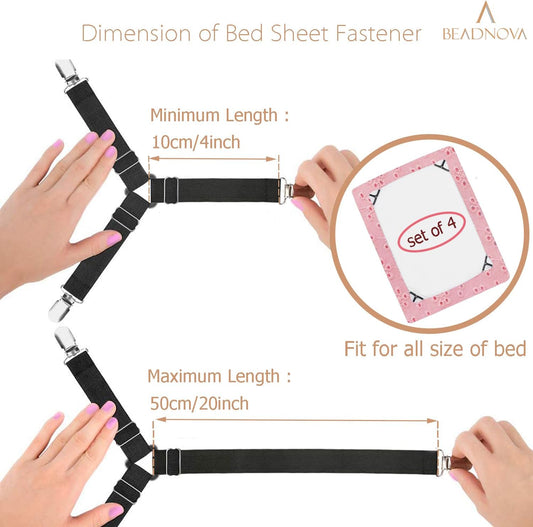 Bed Sheet Straps 4 Pcs Triangle Bed Sheet Holders Fitted Sheet Clips Adjustable Sheet Suspenders Mattress V1258-DP02-B-595