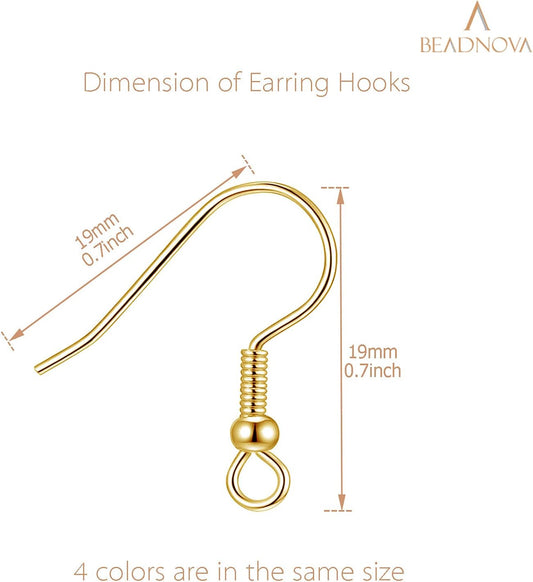 Earring Hooks 200pcs Earring Findings Kits with Backs Fish Hook Ear Wire for Jewelry Making DIY Ear Post V1258-DP02-B-596