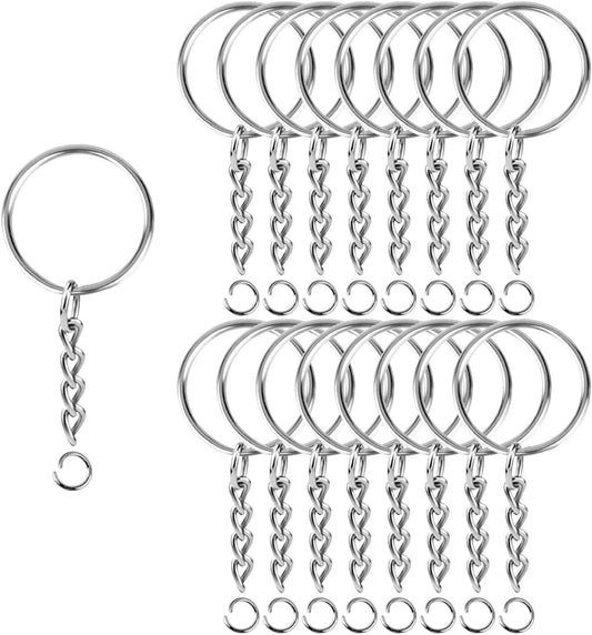 Split Keychain Ring Silver Keychain Rings for Crafts Metal Key Chain Kit for Jewelry Making Key Chains V1258-DP02-B-598