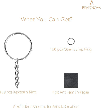 Split Keychain Ring Silver Keychain Rings for Crafts Metal Key Chain Kit for Jewelry Making Key Chains V1258-DP02-B-598