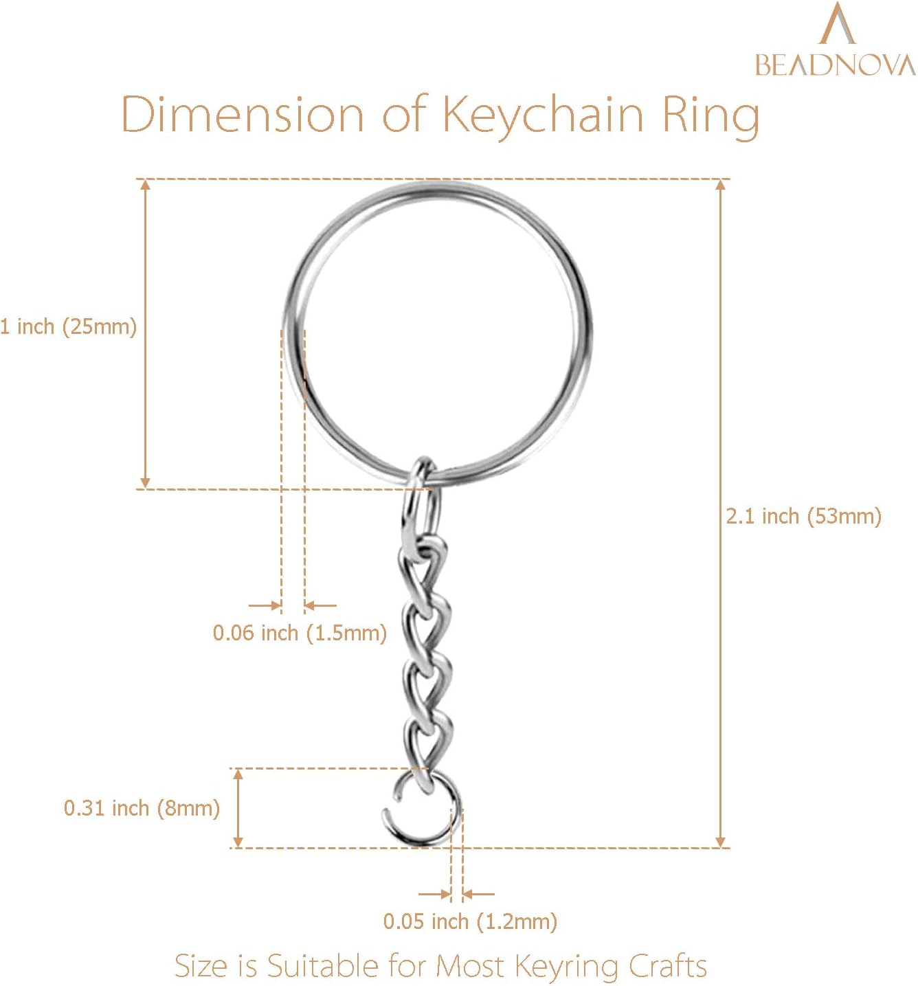 Split Keychain Ring Silver Keychain Rings for Crafts Metal Key Chain Kit for Jewelry Making Key Chains V1258-DP02-B-598