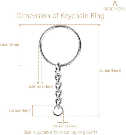 Split Keychain Ring Silver Keychain Rings for Crafts Metal Key Chain Kit for Jewelry Making Key Chains V1258-DP02-B-598