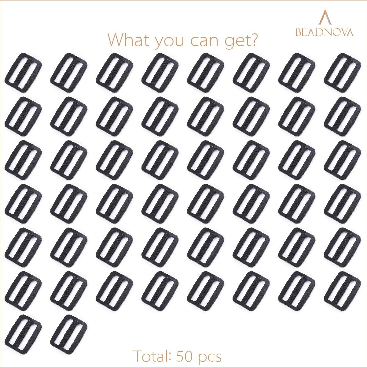 Triglide Slide Buckle 1 Inch Plastic Slide Buckle Webbing Slider for Belt Backpack Bag DIY (50 Piece, Black) V1258-DP02-B-604