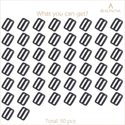 Triglide Slide Buckle 1 Inch Plastic Slide Buckle Webbing Slider for Belt Backpack Bag DIY (50 Piece, Black) V1258-DP02-B-604