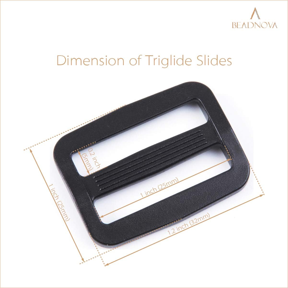 Triglide Slide Buckle 1 Inch Plastic Slide Buckle Webbing Slider for Belt Backpack Bag DIY (50 Piece, Black) V1258-DP02-B-604