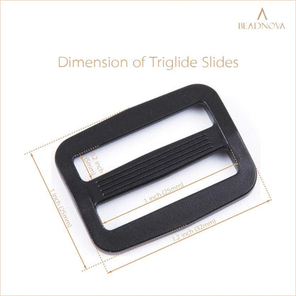 Triglide Slide Buckle 1 Inch Plastic Slide Buckle Webbing Slider for Belt Backpack Bag DIY (50 Piece, Black) V1258-DP02-B-604