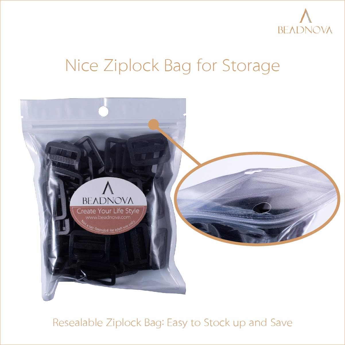 Triglide Slide Buckle 1 Inch Plastic Slide Buckle Webbing Slider for Belt Backpack Bag DIY (50 Piece, Black) V1258-DP02-B-604